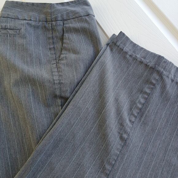 George Grey Stripe Slacks size 16 Ladies Average pockets hemmed short repaired - Picture 1 of 14